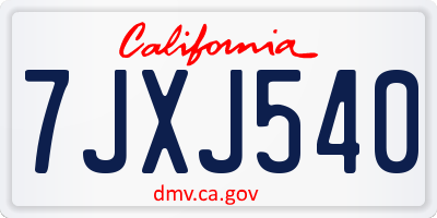 CA license plate 7JXJ540