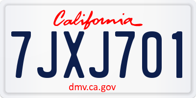 CA license plate 7JXJ701