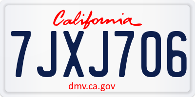 CA license plate 7JXJ706