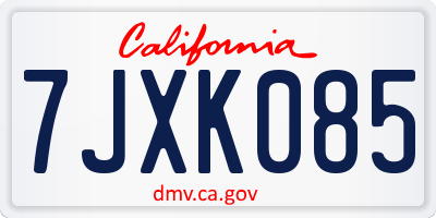 CA license plate 7JXK085