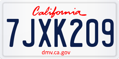 CA license plate 7JXK209