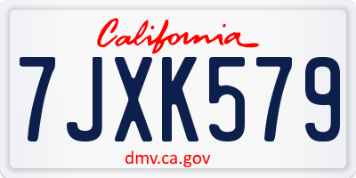 CA license plate 7JXK579