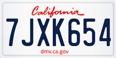 CA license plate 7JXK654