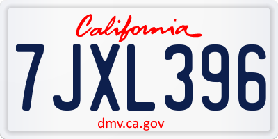 CA license plate 7JXL396