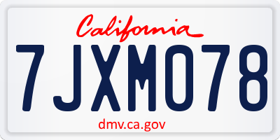 CA license plate 7JXM078