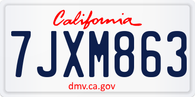 CA license plate 7JXM863