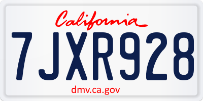 CA license plate 7JXR928