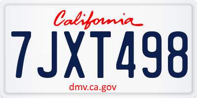 CA license plate 7JXT498