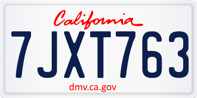 CA license plate 7JXT763