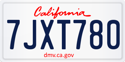 CA license plate 7JXT780