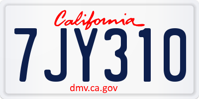 CA license plate 7JY310