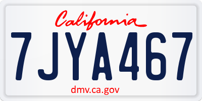 CA license plate 7JYA467