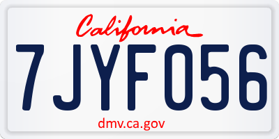 CA license plate 7JYF056