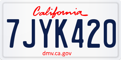 CA license plate 7JYK420