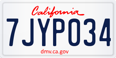 CA license plate 7JYP034