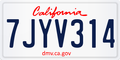CA license plate 7JYV314