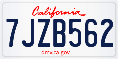 CA license plate 7JZB562