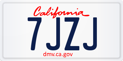 CA license plate 7JZJ