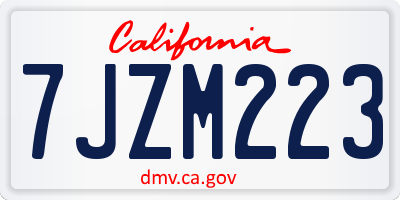 CA license plate 7JZM223