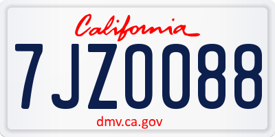 CA license plate 7JZO088