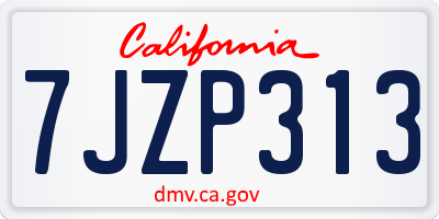 CA license plate 7JZP313