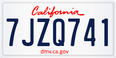 CA license plate 7JZQ741