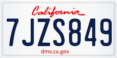 CA license plate 7JZS849
