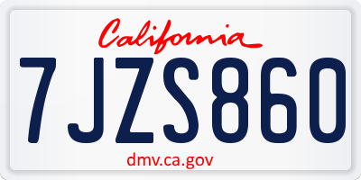 CA license plate 7JZS860