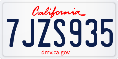 CA license plate 7JZS935