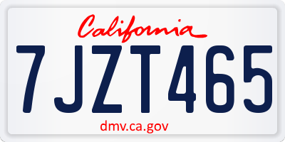CA license plate 7JZT465