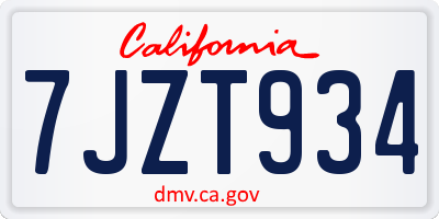 CA license plate 7JZT934