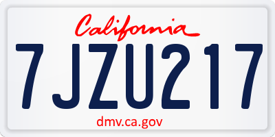 CA license plate 7JZU217