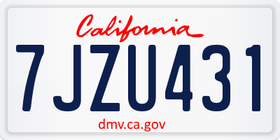 CA license plate 7JZU431