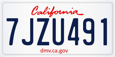 CA license plate 7JZU491