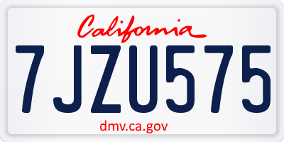 CA license plate 7JZU575