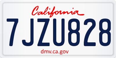 CA license plate 7JZU828