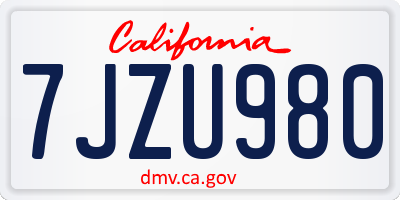 CA license plate 7JZU980