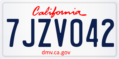 CA license plate 7JZV042
