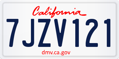 CA license plate 7JZV121