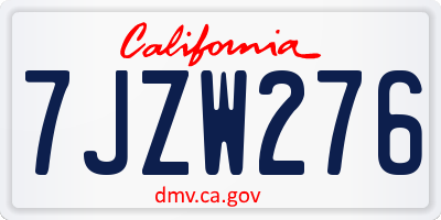 CA license plate 7JZW276