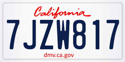 CA license plate 7JZW817