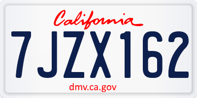 CA license plate 7JZX162