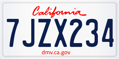 CA license plate 7JZX234