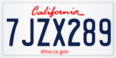 CA license plate 7JZX289