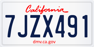CA license plate 7JZX491