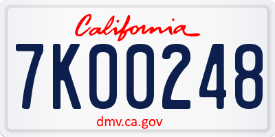 CA license plate 7K00248