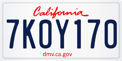 CA license plate 7K0Y170