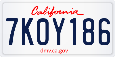 CA license plate 7K0Y186