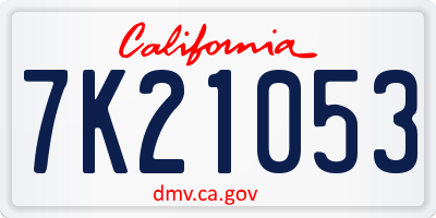 CA license plate 7K21053