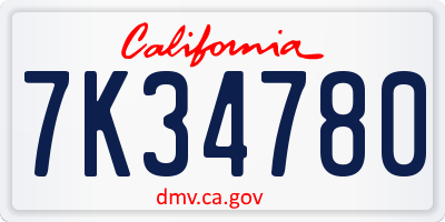 CA license plate 7K34780